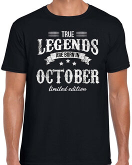 Legends are born in October cadeau t-shirt zwart voor heren - Verjaardag shirts M