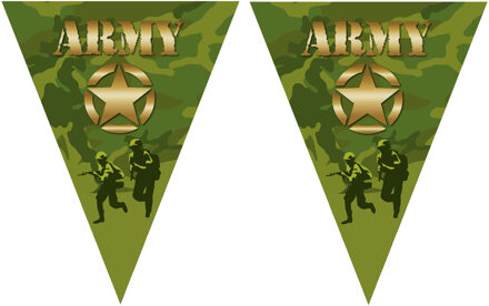Leger Army camouflage thema vlaggetjes - 3x stuks - vlaggenlijn - groen - 5 meter - versiering - Sol