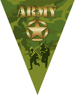 Leger camouflage army thema vlaggetjes slinger/vlaggenlijn groen van 5 meter