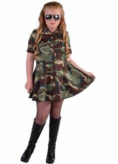 Leger & Oorlog Kostuum | Lauw Leger Camouflage | Meisje | Maat 152 | Carnaval kostuum | Verkleedkleding