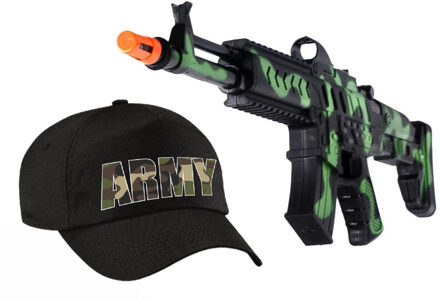 Leger/soldaten verkleedset - voor kinderen - Machinegeweer en army print pet