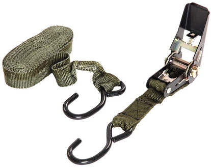 Legergroene nylon spanbanden - 4,5 meter - Outdoor survival artikelen - hoge kwaliteit uit het leger