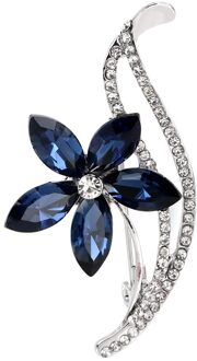 Legering Craft Mode-sieraden Voor Vrouwen Jas Jurk Accessoires Vintage Pin Strass Bloem Broches Blauw