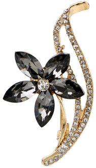 Legering Craft Mode-sieraden Voor Vrouwen Jas Jurk Accessoires Vintage Pin Strass Bloem Broches grijs