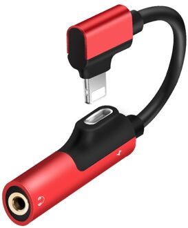 Legering Dual Connector Voor Lightning Naar 3.5 Mm Jack Aux Adapter Splitter Oortelefoon Wisselaar Kabel Voor Iphone 11 Pro X xs Max 7 8 Plus Rood