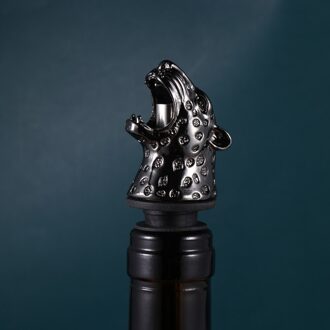 Legering Luipaard Hoofd Vormige Schenker Stoppers Fles Caps Drank Fles Stopper Voor Home Party (Golden) geweer zwart