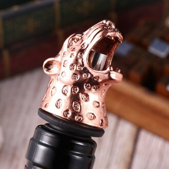 Legering Luipaard Hoofd Vormige Schenker Stoppers Fles Caps Drank Fles Stopper Voor Home Party (Golden) roos gouden