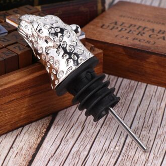 Legering Luipaard Hoofd Vormige Schenker Stoppers Fles Caps Drank Fles Stopper Voor Home Party (Golden) zilver