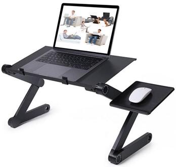 Legering Opvouwbare Draagbare Laptop Bureau Ergonomische Aluminium Bed Laptop Stand Pc Tafel Notebook Tafel Desk Stand Met Muismat zwart