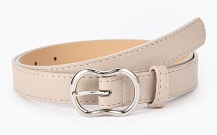 Legering Pin Gesp Effen Kleur Tailleband Zakelijke Dame Formele Taille Riem Vrouwen Faux Lederen Riemen Casual Jeans Jurk Decor Beige