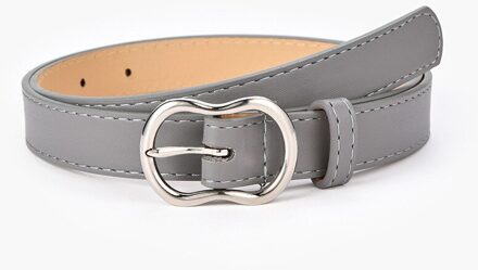Legering Pin Gesp Effen Kleur Tailleband Zakelijke Dame Formele Taille Riem Vrouwen Faux Lederen Riemen Casual Jeans Jurk Decor grijs