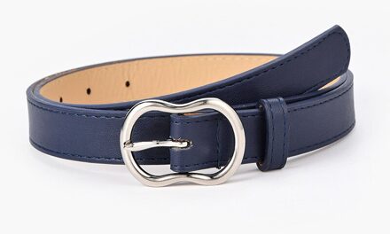 Legering Pin Gesp Effen Kleur Tailleband Zakelijke Dame Formele Taille Riem Vrouwen Faux Lederen Riemen Casual Jeans Jurk Decor Marineblauw