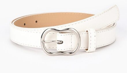 Legering Pin Gesp Effen Kleur Tailleband Zakelijke Dame Formele Taille Riem Vrouwen Faux Lederen Riemen Casual Jeans Jurk Decor wit