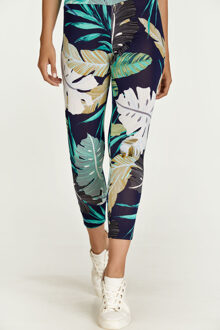 Legging met bladerprint Blauw/marineblauw - EU 36 / UK 8