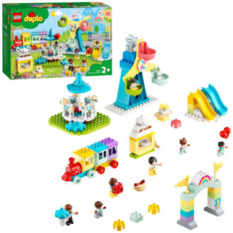 LEGO 10956 DUPLO Stad Pretpark Speelgoedkind 2+ jaar met trein, draaimolen en reuzenrad