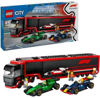 LEGO City F1® Truck with RB20 & AMR24 F1® Cars Toy Race Vehicle Transporter Playset 60445