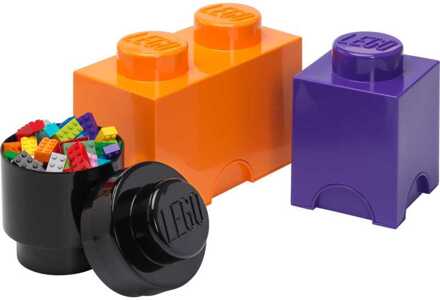 LEGO Opbergbox Brick Set van 3 Stuks Halloween Editie - Kunststof - Multicolor Multikleur