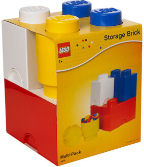LEGO Opbergbox Brick, Set van 4, Multi - LEGO Multicolor