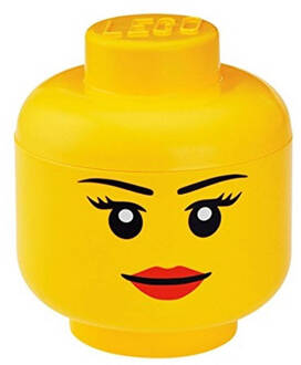 LEGO Set van 2 - Opbergbox Iconic Hoofd Girl 16 cm, Geel - LEGO