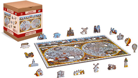 Legpuzzel Nova Terrarum antieke kaart puzzel in hout 505 stuks | Wooden City