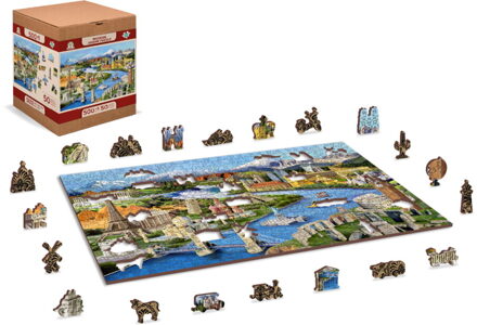 Legpuzzel World landmarks puzzel in hout 500 stuks | Wooden City