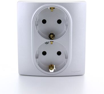 Legrand Inbouw Stopcontact Dubbel Niloé Schuko + Randaarde Aluminium