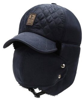 Lei Feng Cap Winddicht Hoed Met Oorkleppen Bomber Dikke Oor Schild Russische Warme Hoed Heren Cap Voor Winter Vrouwen 'S Hoed Mannen Hoed Blauw