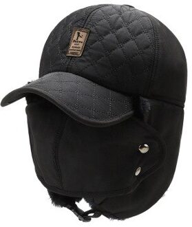 Lei Feng Cap Winddicht Hoed Met Oorkleppen Bomber Dikke Oor Schild Russische Warme Hoed Heren Cap Voor Winter Vrouwen 'S Hoed Mannen Hoed zwart