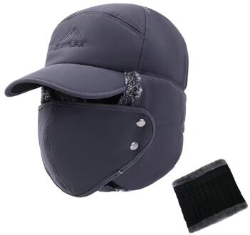 Lei Feng Hoed Mannen Vrouwen Warm Houden Riding Hood Outdoor Wind-Proof Oor-Proof Warm Noordoosten Katoen hoed Pluizige Hoed grijs OneSet