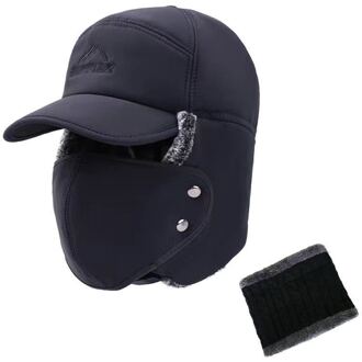 Lei Feng Hoed Mannen Vrouwen Warm Houden Riding Hood Outdoor Wind-Proof Oor-Proof Warm Noordoosten Katoen hoed Pluizige Hoed marine OneSet