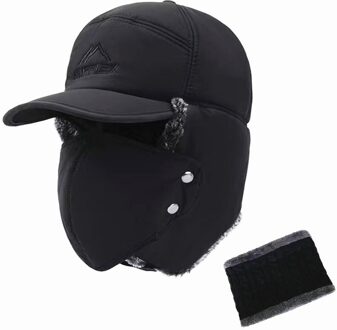 Lei Feng Hoed Mannen Vrouwen Warm Houden Riding Hood Outdoor Wind-Proof Oor-Proof Warm Noordoosten Katoen hoed Pluizige Hoed zwart Oneset