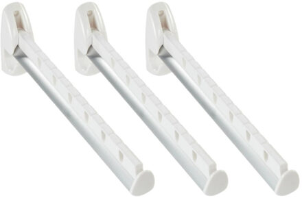 Leifheit Kledinghaak - Set van 3x stuks - inklapbaar - kunststof - wit - 31 cm