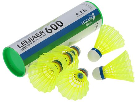 Leijiaer 6Pcs Professionele Badminton Bal Geel Veer Nylon Shuttles Birdies Indoor Outdoor Praktijk Training Badminton