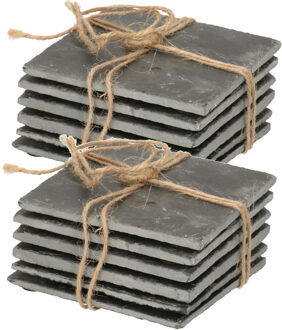 Leisteen onderzetters - 12x stuks - 10 x 10 cm - onderzetters voor glazen