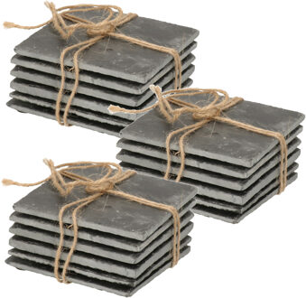 Leisteen onderzetters - 18x stuks - 10 x 10 cm - onderzetters voor glazen