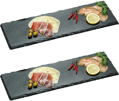 Leisteen serveerplank - 2x - 18 x 56 cm - Hapjes en voedsel serveerplanken