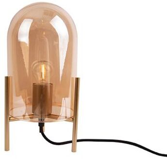 Leitmotiv Tafellamp Glass Bell - Amber bruin, Goud frame - 30x16cm