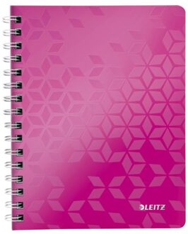 Leitz Notitieboek Leitz WOW A5 spiraal PP lijn roze