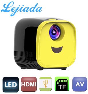 Lejiada L1 Projector Video Player Ondersteunt 1080P Hdmi Usb Av Draagbare Projector Compatibel Met Tv Stick,Laptop,PS4,Xbox geel UK plug