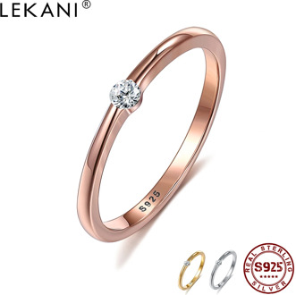 LEKANI 925 Sterling Silver Inlaid With Cubic Zircon Customize Ring Simple Multi-color Female Hot Fine Jewelry Wedding Lover Gift