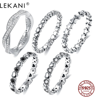 LEKANI 925 Sterling Silver Ring Love Heart Star Party Ring For Women Wedding Rings Original Fine Jewelry 5 Styles Hot Sale 2020