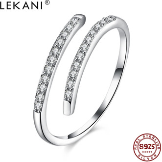 LEKANI Adjustable Open Ring Silver 925 Wedding Rings For Women Luxury Cubic Zircon Female Engagement Party Romantic Fine Jewelry