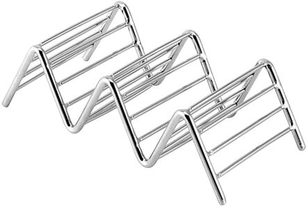 Lekbak Salsa Cup Keuken Gereedschap Rvs Taco Stand Mexicaanse Voedsel Houder Rack Shell Keuken Huishoudelijke Tool 2 rooster