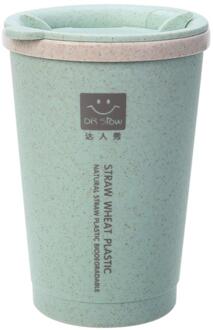 Lekvrij 280ML Dubbele muur Isolatie Tarwe Fiber Stro Koffie Cup Mok Lekvrij Thee Koffie Kopjes Kantoor Drinkware groen