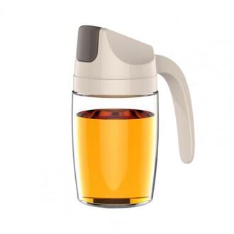 Lekvrij Glazen Fles Olie Kan Automatische Opening Kruiden Dispenser Met Handvat abrikoos 300ml