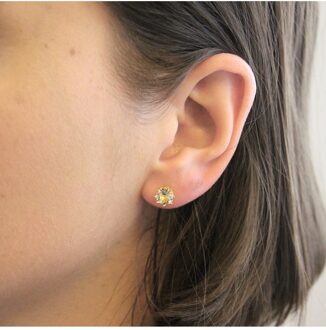 Lelie oorbellen - Oostenrijks kristal Wit & Goud