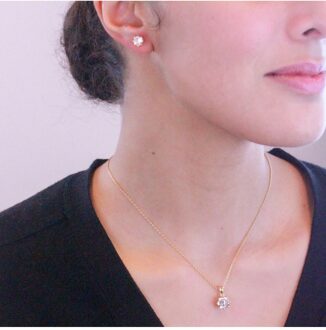 Lelieset - Oostenrijks kristal Wit & Goud - One Size