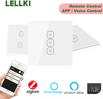 LELLKI Zigbee Smart Light Switch 10A EU Wall Touch Switch Relay Zero Line Remote Control Wireless Alexa Hue SmartThings
