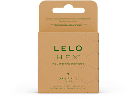 LELO HEX Organic Condooms 3 stuks Transparant - 53 (omtrek 11-11,5 cm)