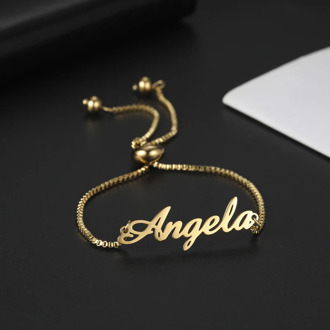 Lemegeton Customized Name Adjustable Chain Bracelet Women Kids Personalized Stainless Steel Bracelets Jewelry Birthday Gifts